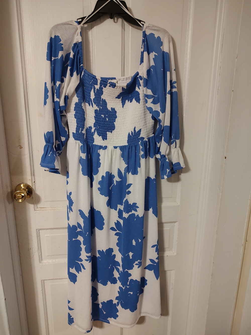 Sugar Blue and White Floral Maxi Dress